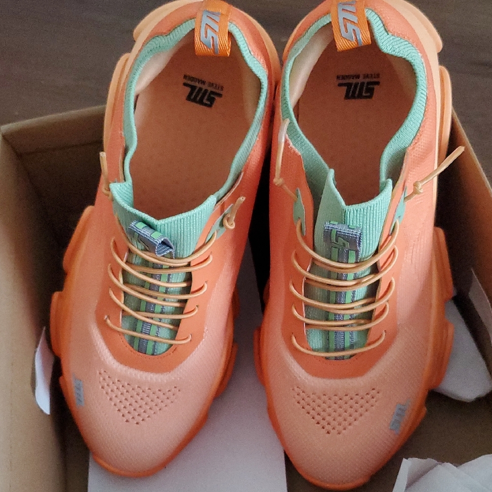 Steve Madden Orange and Green Sneakers